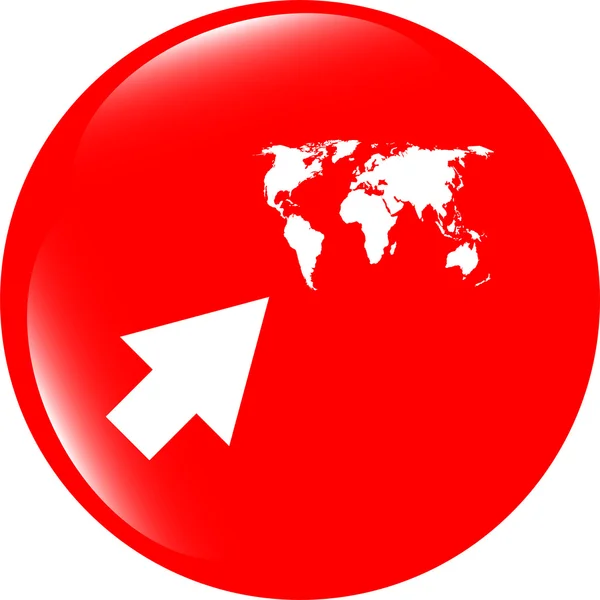 Arrow sign icon with world map sign. Arrows symbol. Icon for App. Web button — Stock Photo, Image