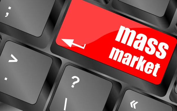Marketingkonzept: Computer-Tastatur mit Wort Massenmarkt — Stockfoto