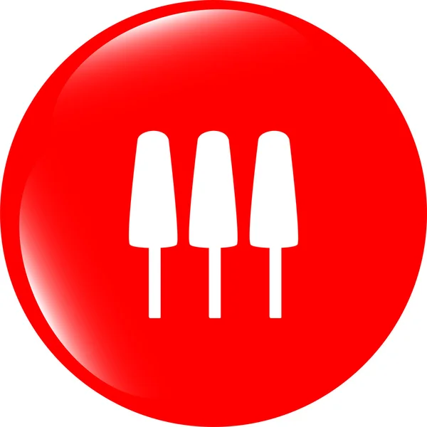 Ice Cream Icon on Internet Button isolated on white — Stock Photo, Image
