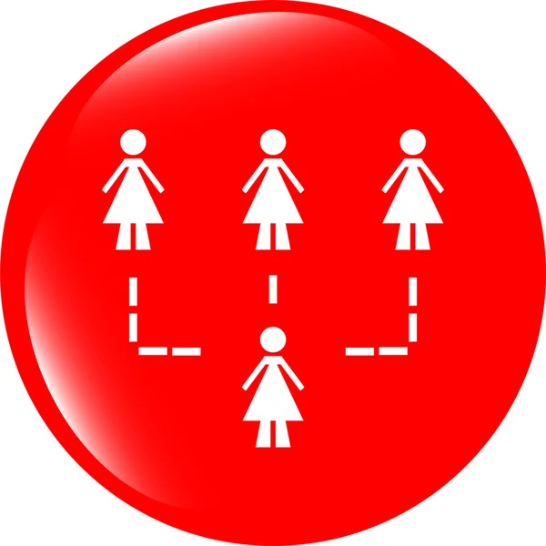 Кнопка піктограми з мережею жінки всередині, ізольована на білому — стокове фото