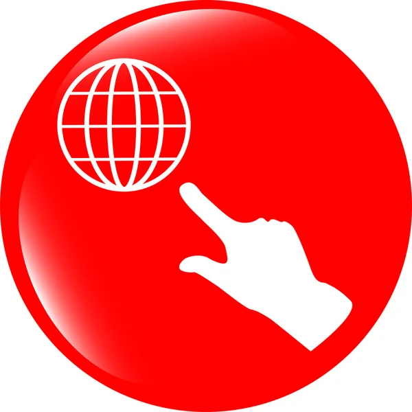 Internet sign icon with people hand. World wide web symbol. Circles buttons — Stock Photo, Image