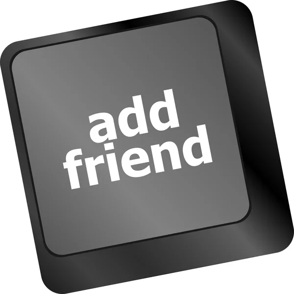 Teclado com botão adicionar amigo, conceito de rede social — Fotografia de Stock
