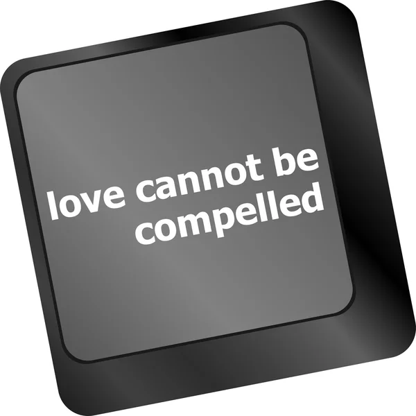 Amor não pode ser compelido palavras mostrando romance e amor em teclas de teclado — Fotografia de Stock