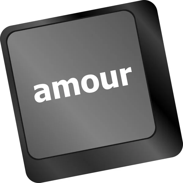 Tastiera del computer con una parola amour sul pulsante Invio — Foto Stock