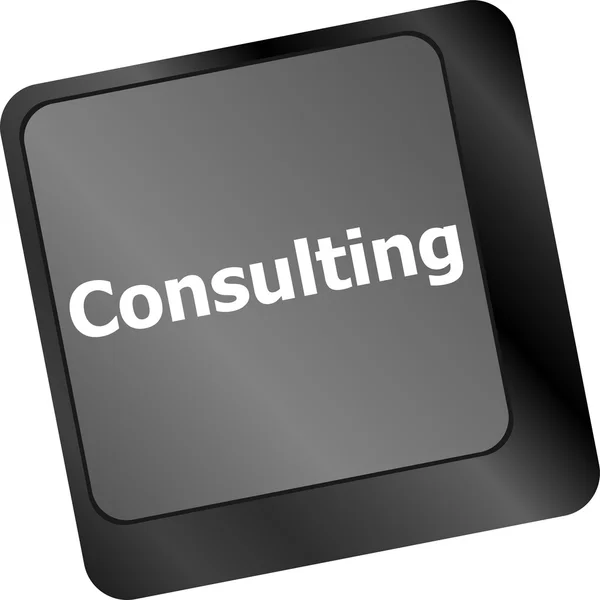 Toetsenbord met sleutel consulting, business concept — Stockfoto