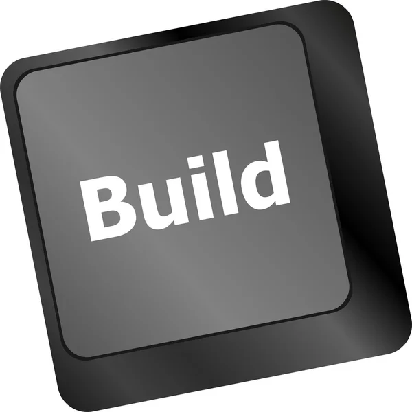 Klawiatura komputerowa z kluczem Build. koncepcja działalności gospodarczej — Zdjęcie stockowe