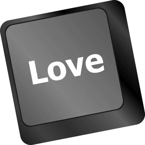 Modern tangentbord nyckel med kärlek text. Begreppet sociala nätverk — Stockfoto
