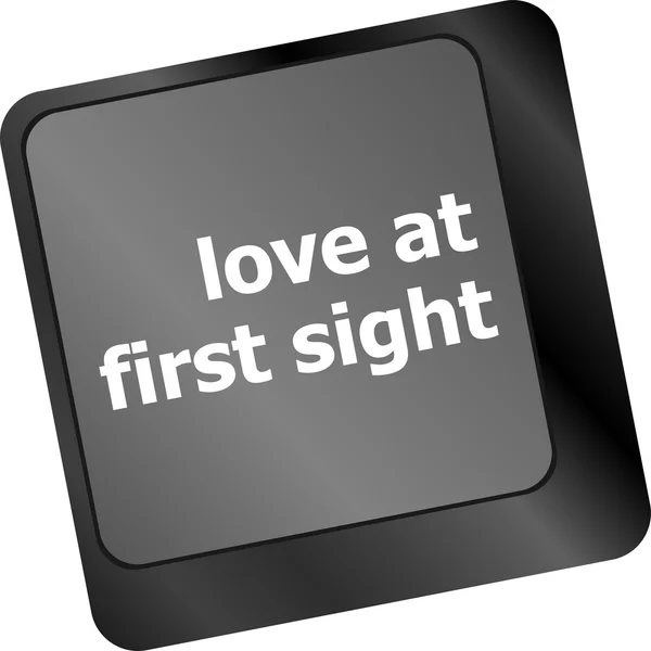 Miłość od pierwszego wejrzenia, klawiatura z komputera klucz guzik — Zdjęcie stockowe