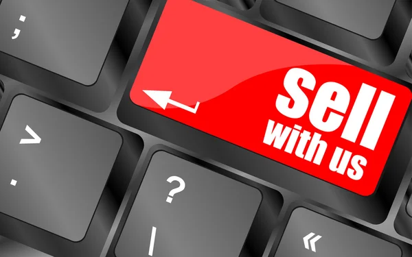 Sälja med oss meddelande på tangentbordet nyckel, att sälja något eller sälja koncept, — Stockfoto