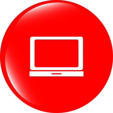 Parlak web yuvarlak düğmesinde dizüstü simgesi