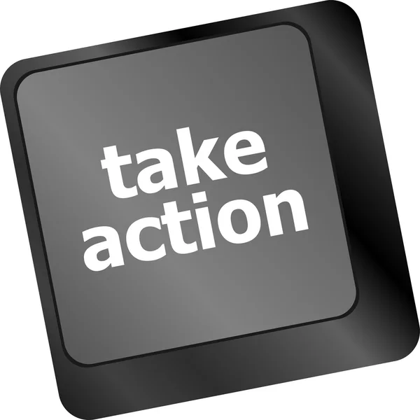 Take action key on a computer keyboard, business concept — Stock Photo, Image