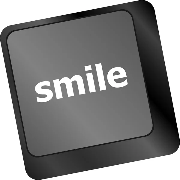 Computer keyboard with smile words on key - business concept — Stock Photo, Image