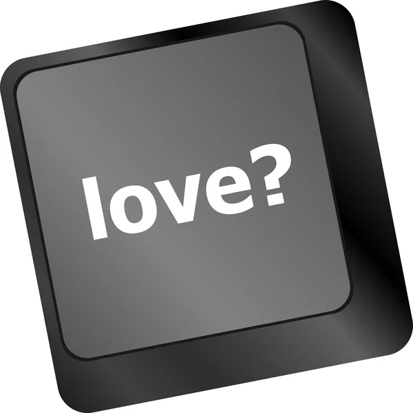 Love with question sign button word on keyboard keys — Stock Photo, Image