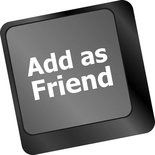 Conceito de mídia social: Teclado com botão Adicionar como amigo — Fotografia de Stock
