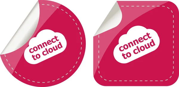 Stickers label set business tag met verbinding met cloud woord — Stockfoto