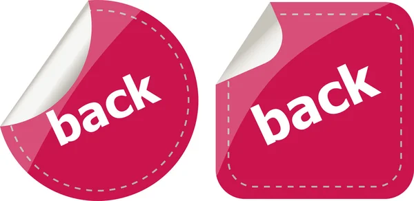 Terug woord op stickers button set, label — Stockfoto