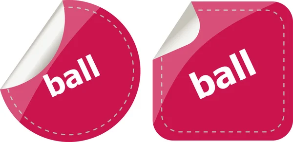 Ball Wort auf Aufkleber Knopf-Set, Etikett — Stockfoto
