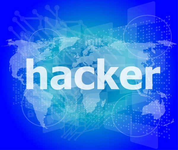 Conceito de privacidade: palavras Hacker em fundo digital — Fotografia de Stock