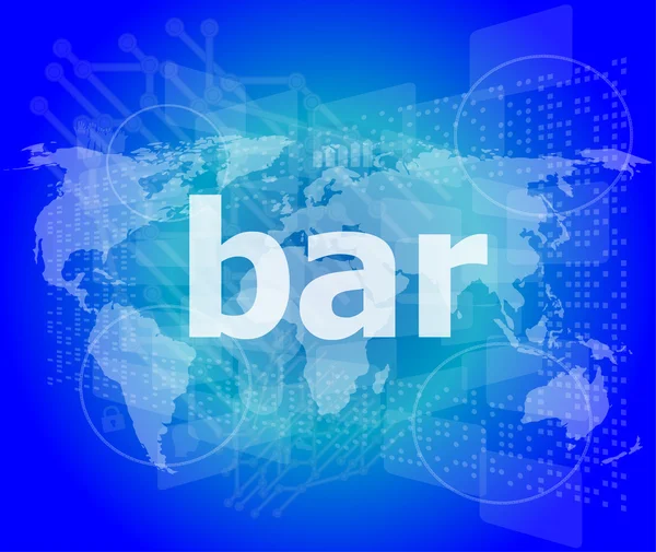 Bar, tło hi-tech, cyfrowy ekran dotykowy biznesu — Zdjęcie stockowe