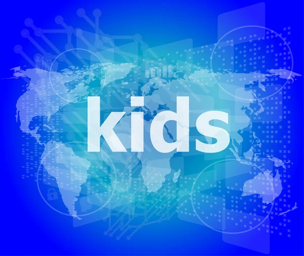 Kid word on a virtual digital background, raster — Stock Photo, Image