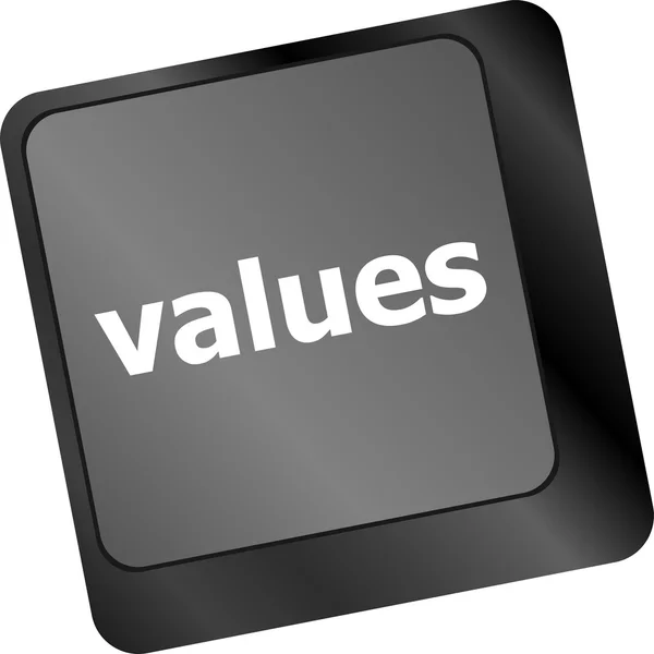 Values sign button on keyboard with soft focus — Stock Photo, Image