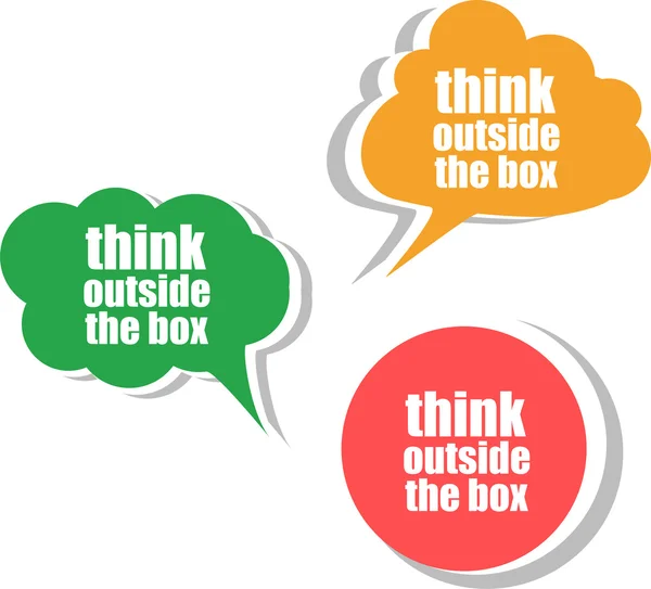 Kutunun dışında düşünmek. Etiketler, etiket, Etiketler kümesi. iş afiş, infographics — Stok fotoğraf