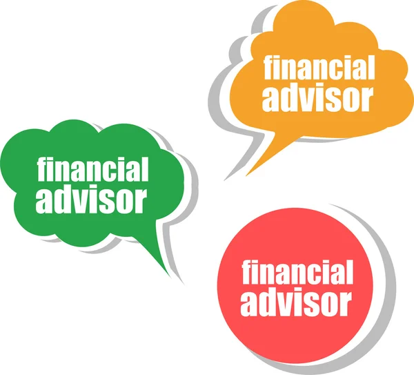 Finanční poradce. sada samolepek, štítků, značek. Šablona pro infografika — Stock fotografie
