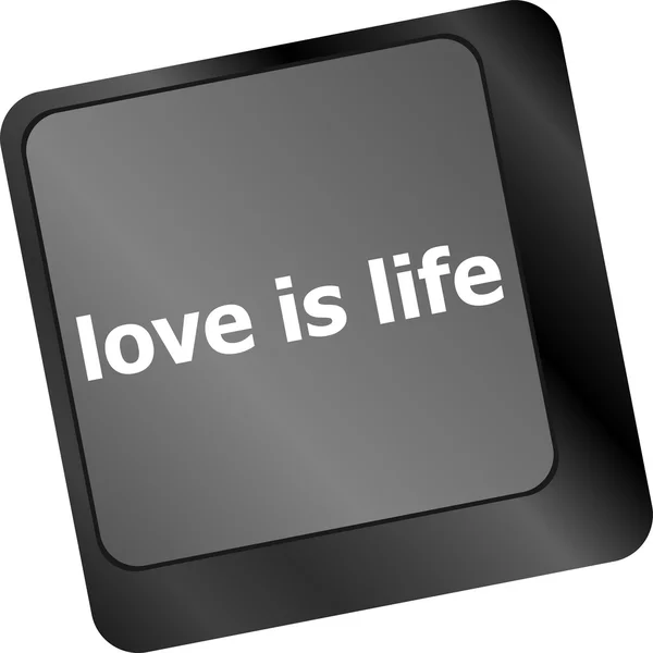 Modern keyboard with love is life text symbols — Stock Photo, Image