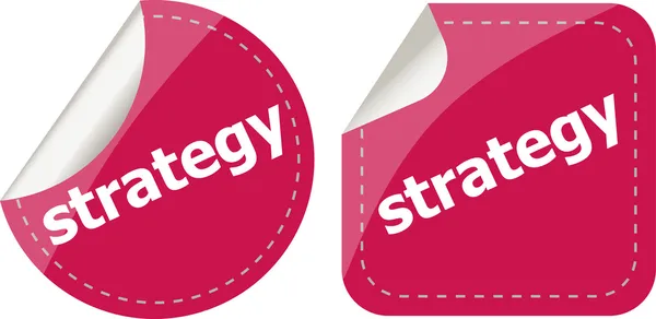 Strategy word on stickers button set, label — Stock Photo, Image