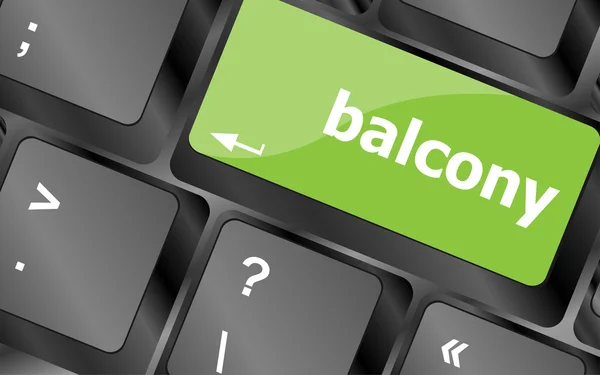 Balcon calculator tastatură buton cheie, concept de afaceri — Fotografie, imagine de stoc