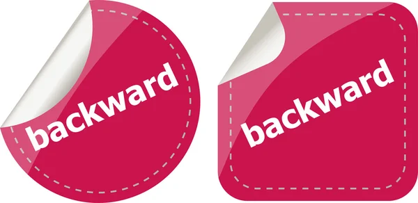 Backward word on stickers button set, label — Stock Photo, Image