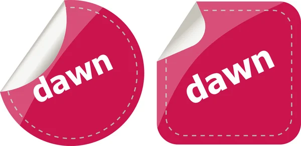 Dawn word stickers web button set, label, icon — Stock Photo, Image