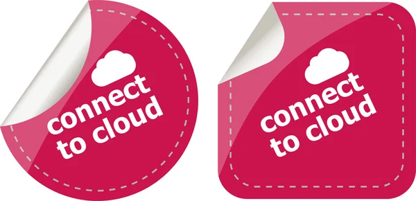 Stickers label set business tag met verbinding met cloud woord — Stockfoto