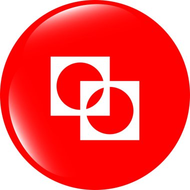 Uygulama simgesi. Beyaz üzerine izole edilmiş web düğmesindeki soyut işaret