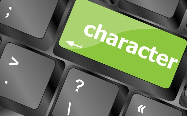 Character word on keyboard key, notebook computer button — Stock Photo, Image