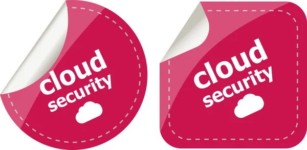 Etiqueta etiqueta adesivos de segurança na nuvem conjunto isolado no branco — Fotografia de Stock