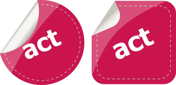 Act stickers set, pictogram knop geïsoleerd op wit — Stockfoto