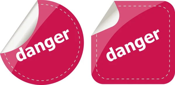 Parola di pericolo su adesivi set di pulsanti web, etichetta, icona — Foto Stock