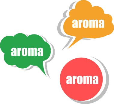 Aroma. Etiketler, etiket, Etiketler kümesi. Şablon için Infographics