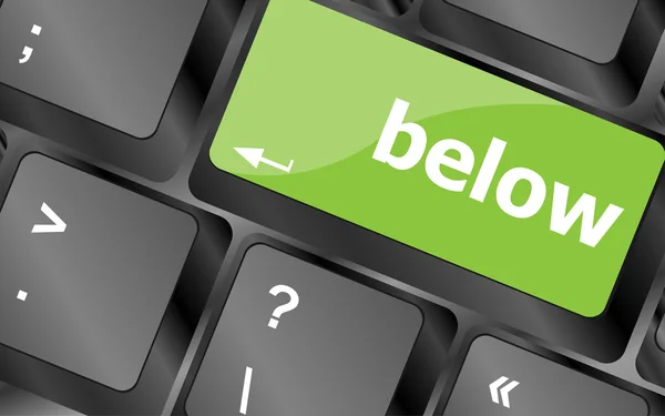 Below word on keyboard key, notebook computer button — Stock Photo, Image