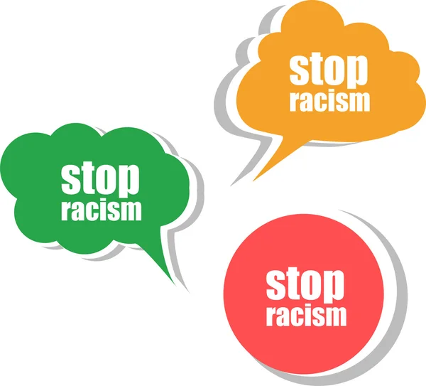 Stop Rassismus Wort auf modernen Banner Design-Vorlage. Aufkleber, Etiketten, Tags, Wolken — Stockfoto