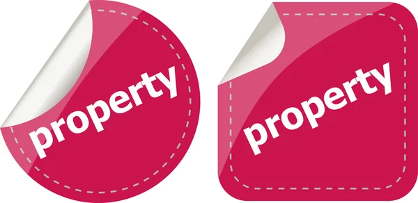 Property word on stickers button set, label — Stock Photo, Image