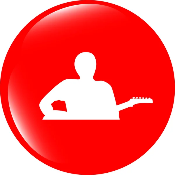 Guitarist web icon button isolated on white — Stock Photo, Image