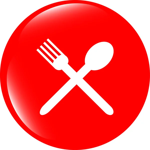 웹 단추 음식 아이콘: 숟가락과 포크 레스토랑 배너 — 스톡 사진
