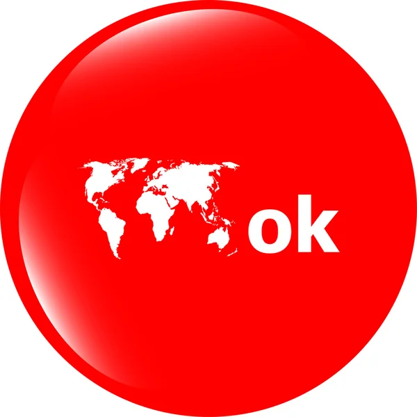 Ok palabra con mapa del mundo en signo icono web. botón web —  Fotos de Stock