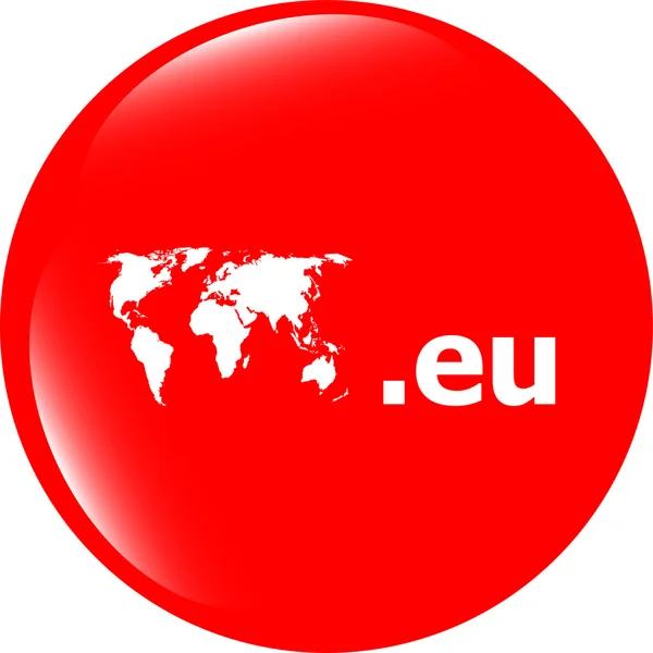 Icono de signo de dominio UE. Símbolo de dominio de Internet de nivel superior con mapa del mundo —  Fotos de Stock