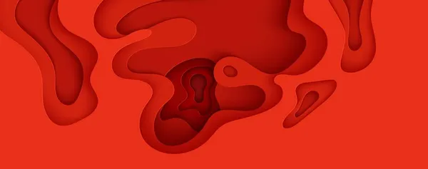 Cartel del Día Mundial del Donante de Sangre en estilo de corte de papel. 3d fondo rojo con ondas líquidas. Ilustraciones de tarjetas vectoriales para el concepto de leucemia o hemofilia. Folleto de atención médica con arteria dentro de la vista — Vector de stock