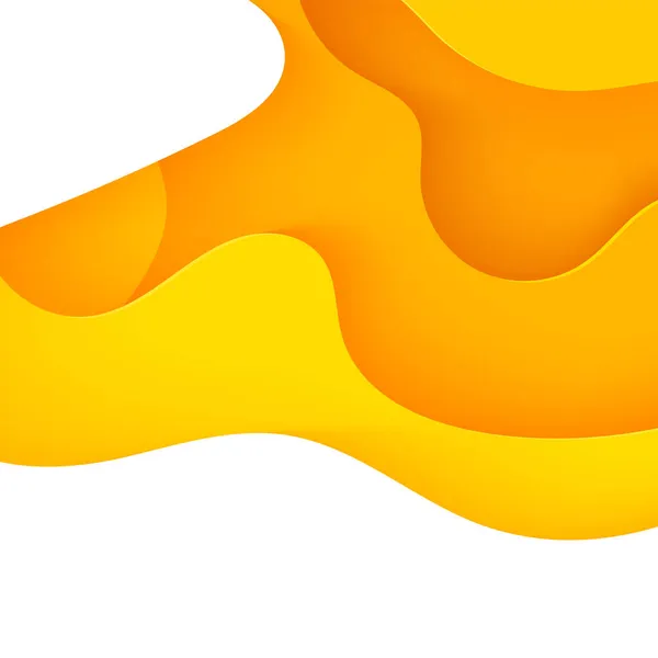 Abstrakt gul bakgrund i pappersklipp konst. 3D orange flytande vågig form med skugga i minimalistisk stil. Enkel layout design för reklam affisch broschyr eller flygblad. Vektorkort illustration — Stock vektor