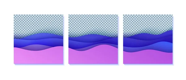 Абстрактный фон, выполненный в стиле выкройки бумаги. 3d розовый фиолетовый градиент цвета волны с гладкой тенью. Коллекция векторных карт с прозрачным фоном. Формы жидкой бумаги в квадрате. — стоковый вектор