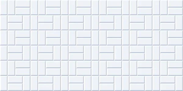 地下鉄タイルシームレスパターン。幾何学的形状を持つベクトル抽象的背景。キッチンやバスルームのための白いセラミックタイル。パリの地下鉄の現実的な白い壁のレンガの質感 — ストックベクタ